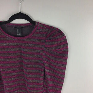 Forever21 Women's Striped Glitter Crop Top